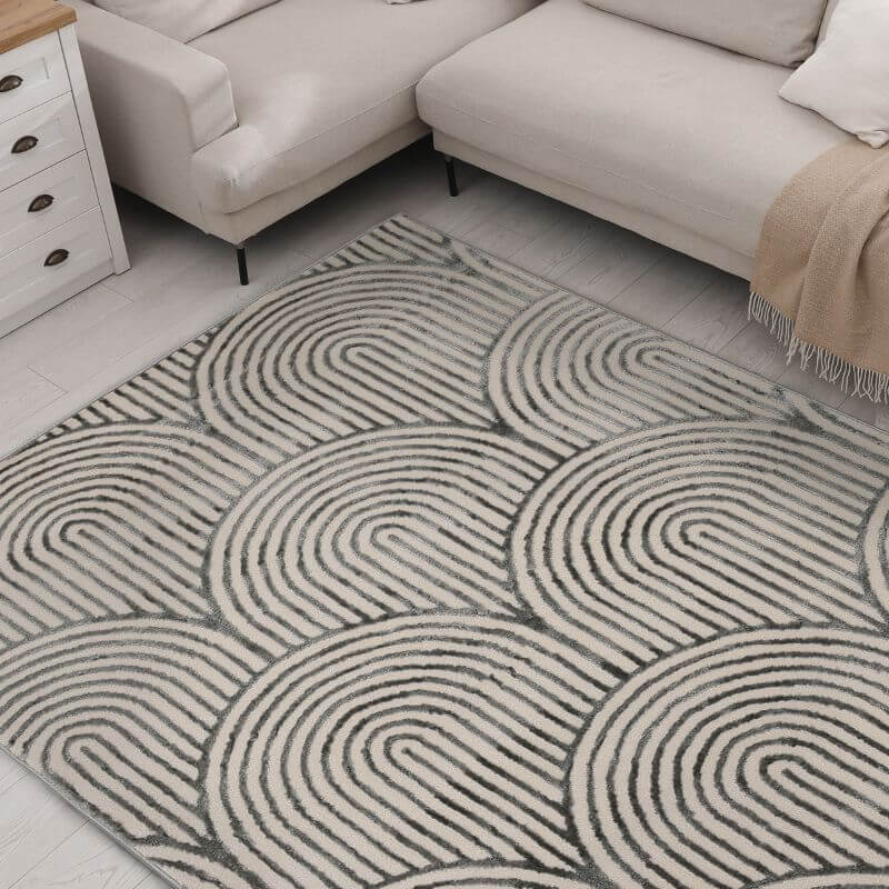 Zeo Deco Rug – Soft 3D Texture in Beige & Blue
