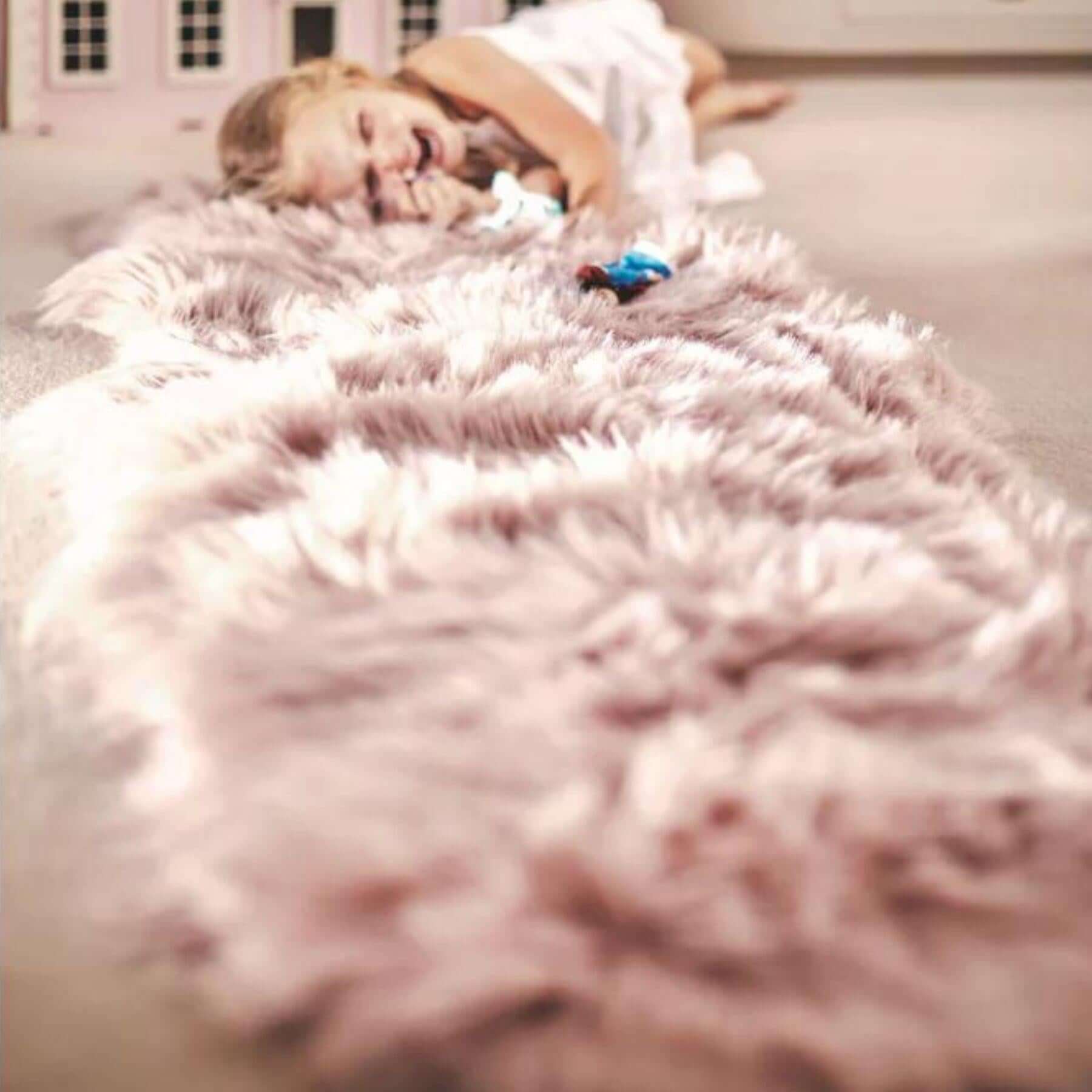 Genuine Rose Sheepskin Faux Fur Rug