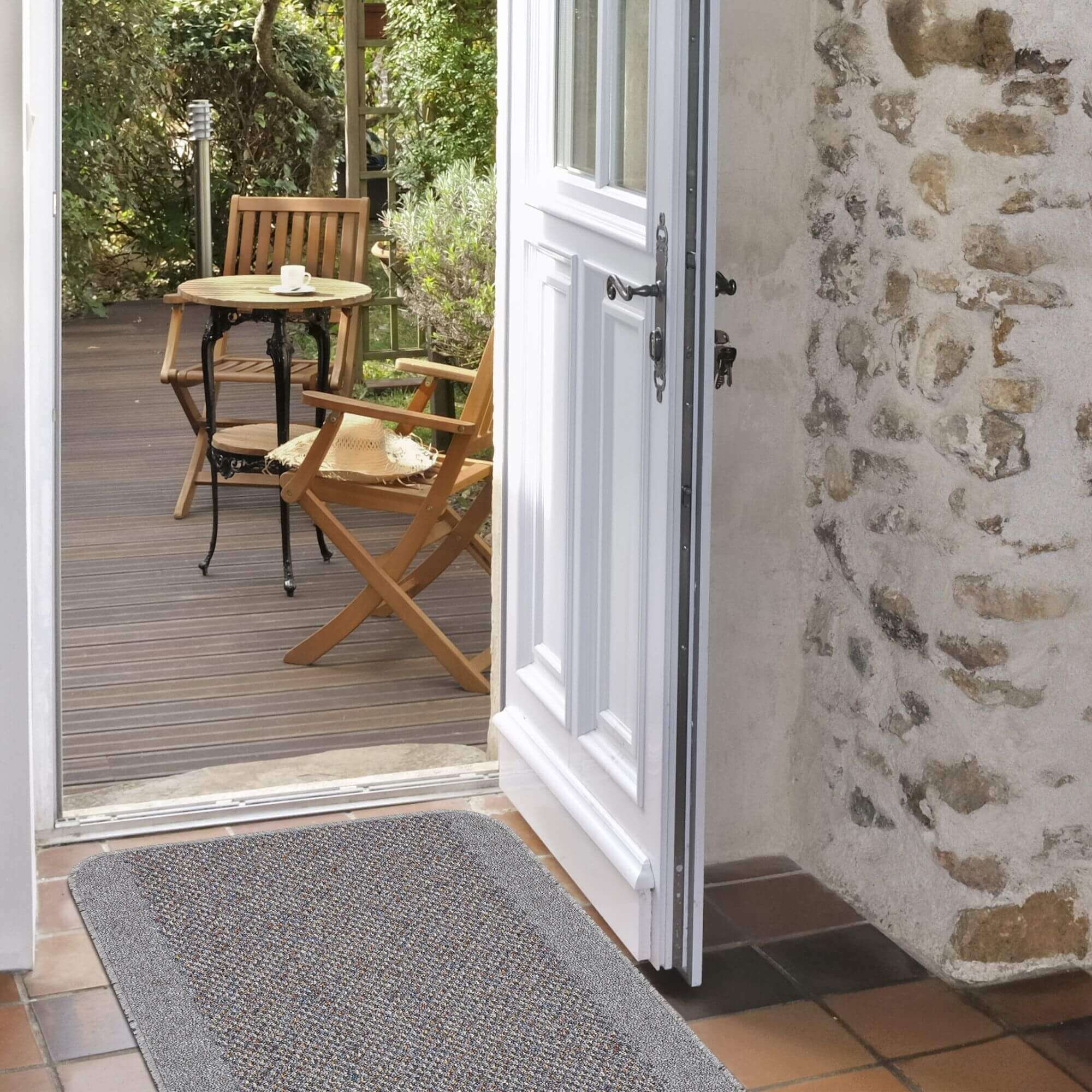 Washable Bordered Silver Grey Rug| 110G