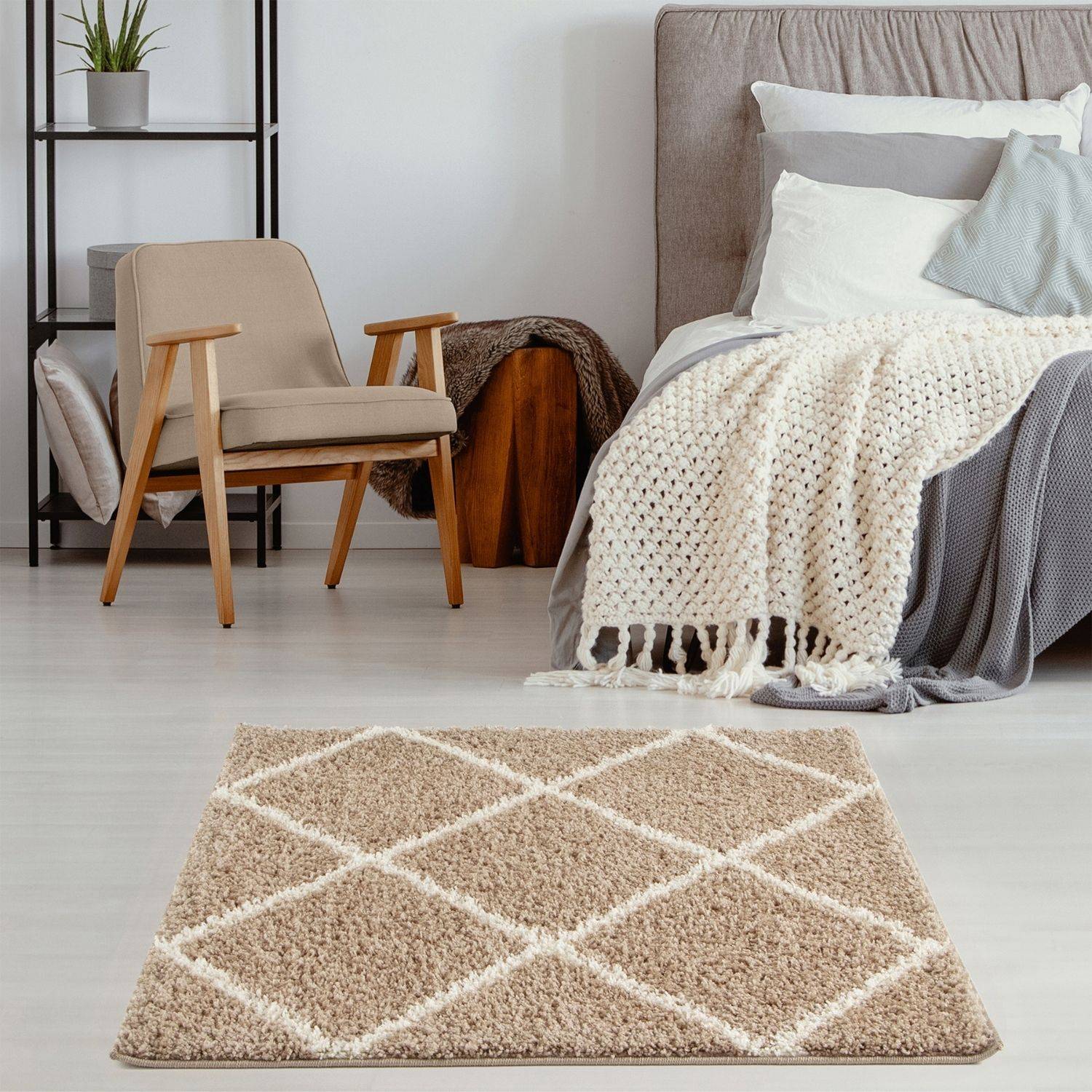 Moroccan Beige Shaggy Rug | 520