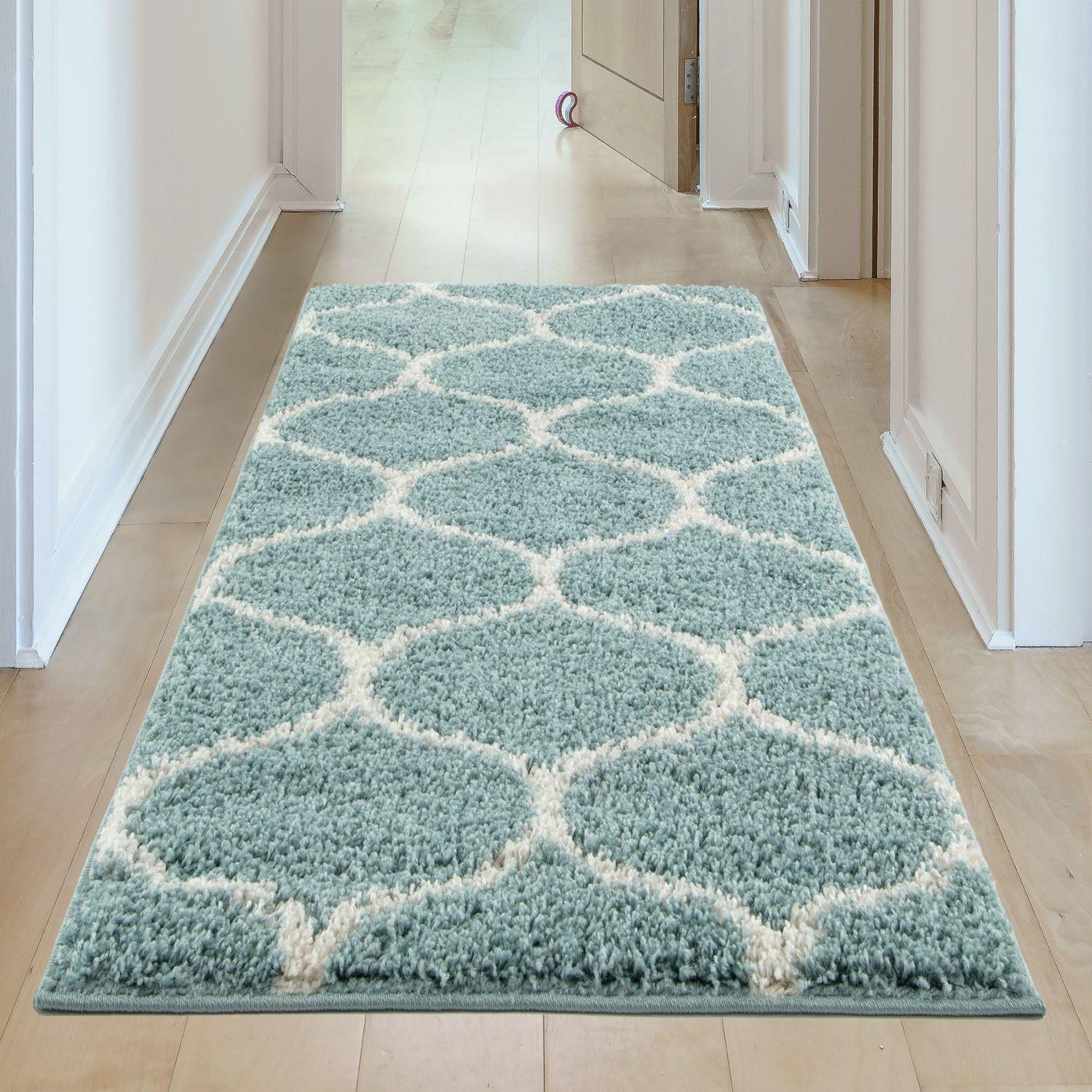 Moroccan Duck Egg Blue Shaggy Rug | 650