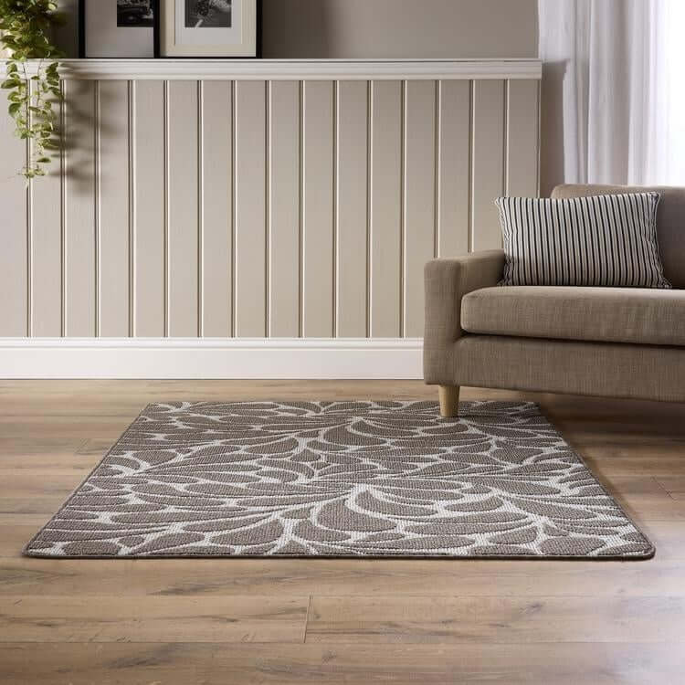 Patterned Washable Mat and Runner in Cream & Brown