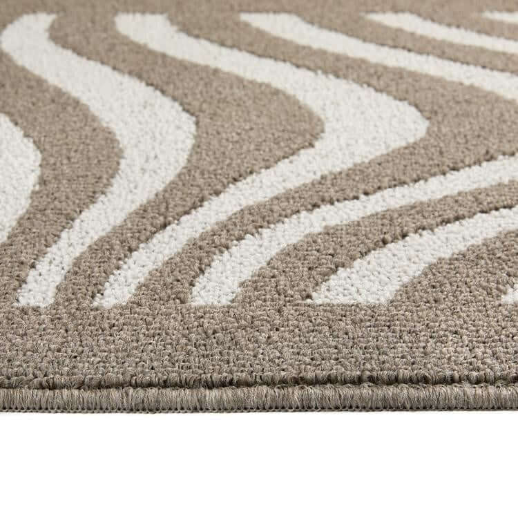 Patterned Washable Mat and Runner in Cream & Brown