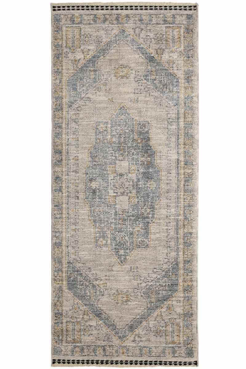 Traditional Medallion Vintage Rug with Cotton Fringe