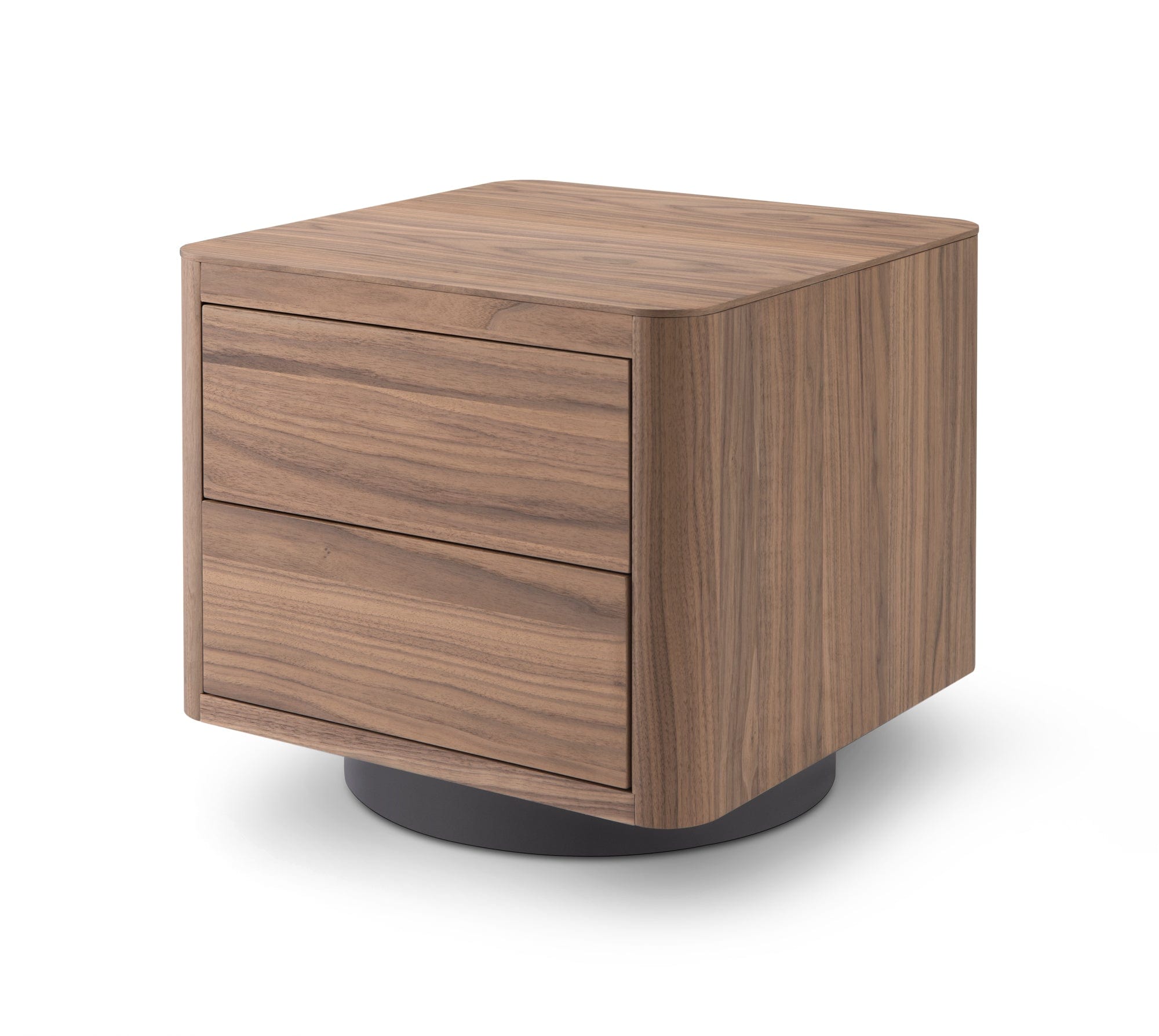 Coin Bedside Table - Light Walnut