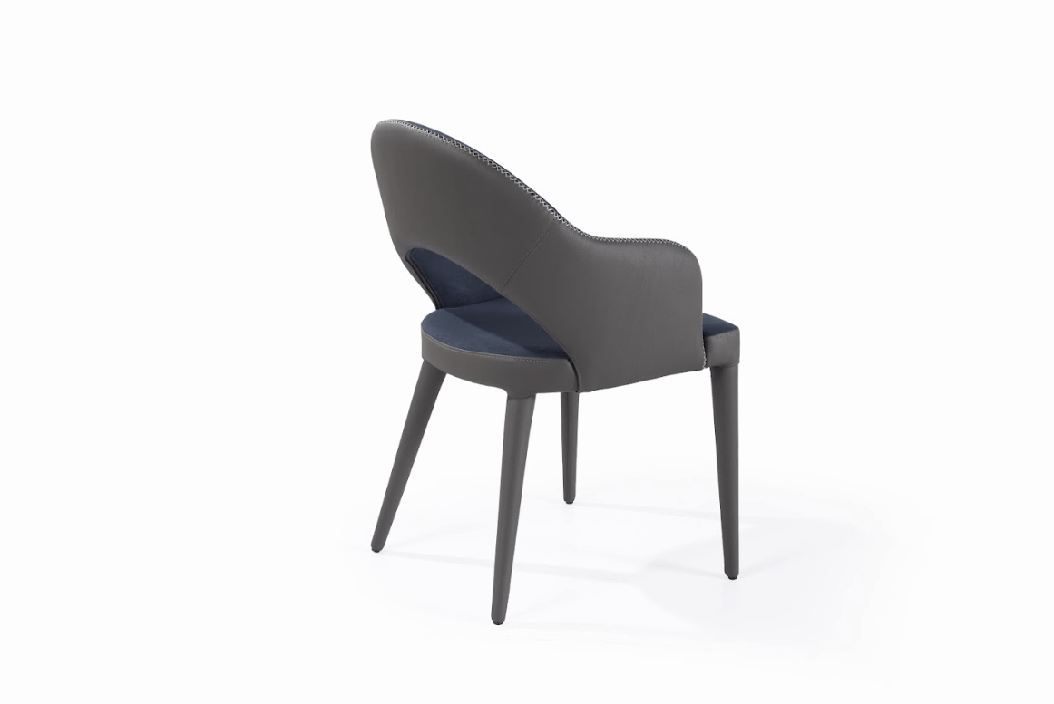 Jiva Dining Chair - Nappa Midnight Blue & Grey