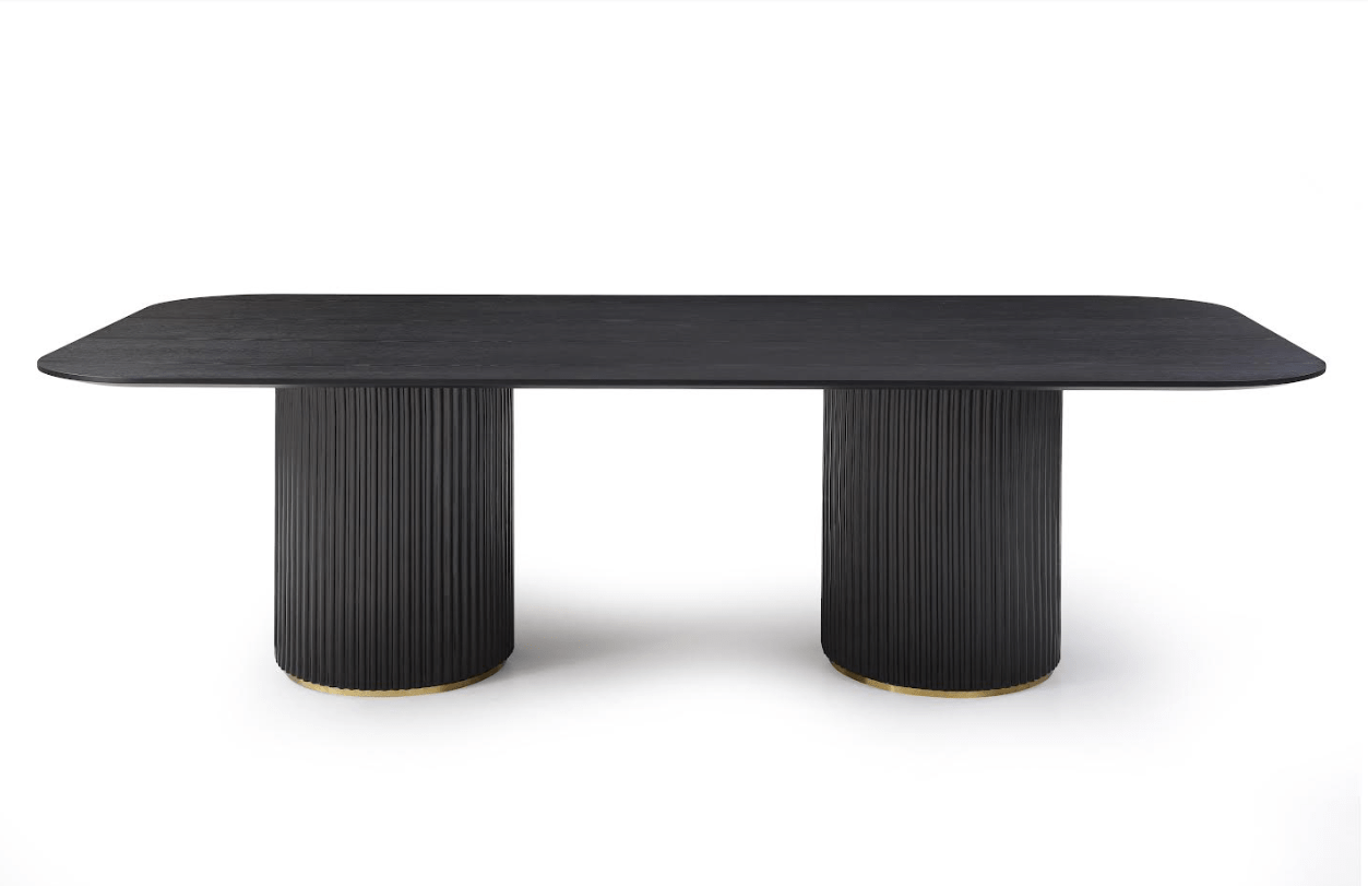 Lantine 280 Dining Table - Black Oak & Brass