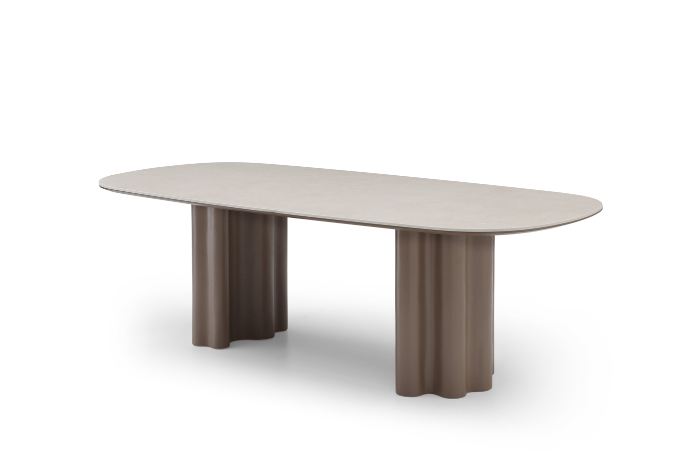 Moon Dining Table - 240 - Cocoa & Cream Ceramic