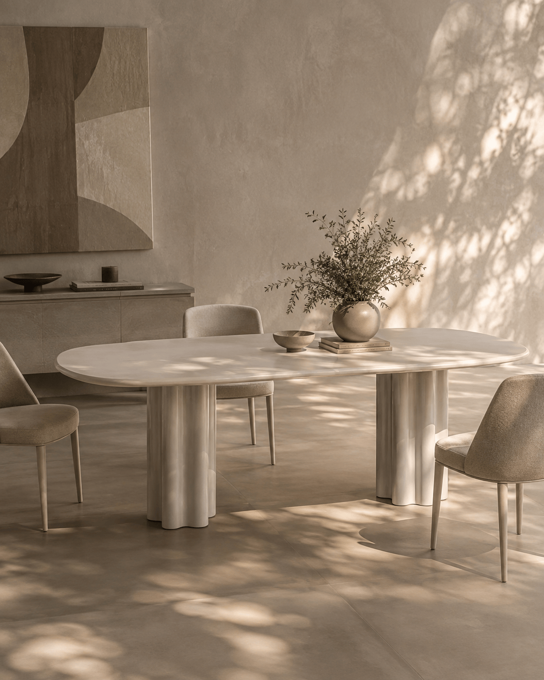 Moon Dining Table 240 - Matte Beige