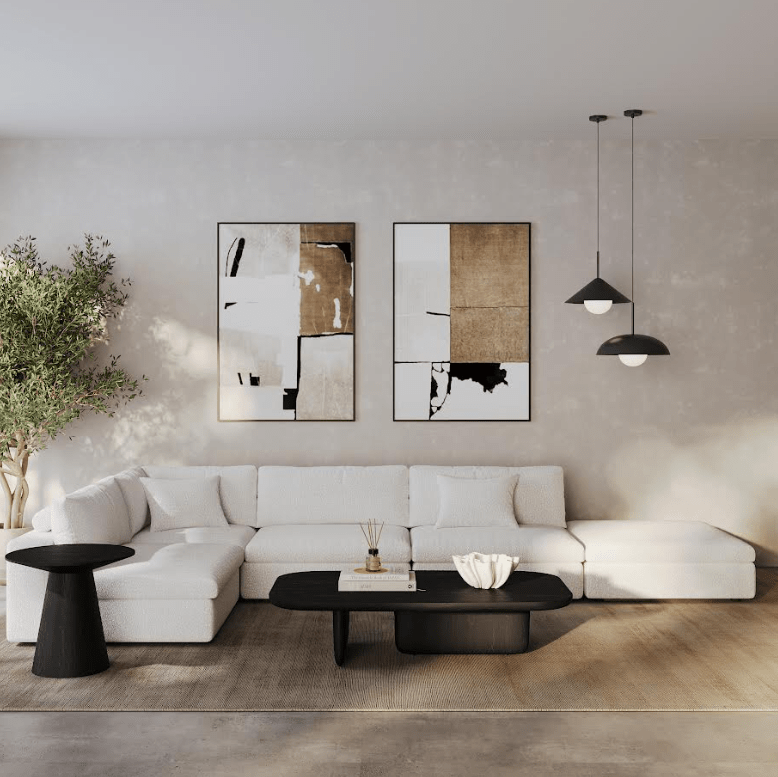 Blanco 5 Piece Modular Sofa - Chex Polar Boucle