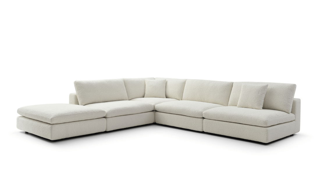 Blanco 5 Piece Modular Sofa - Chex Polar Boucle