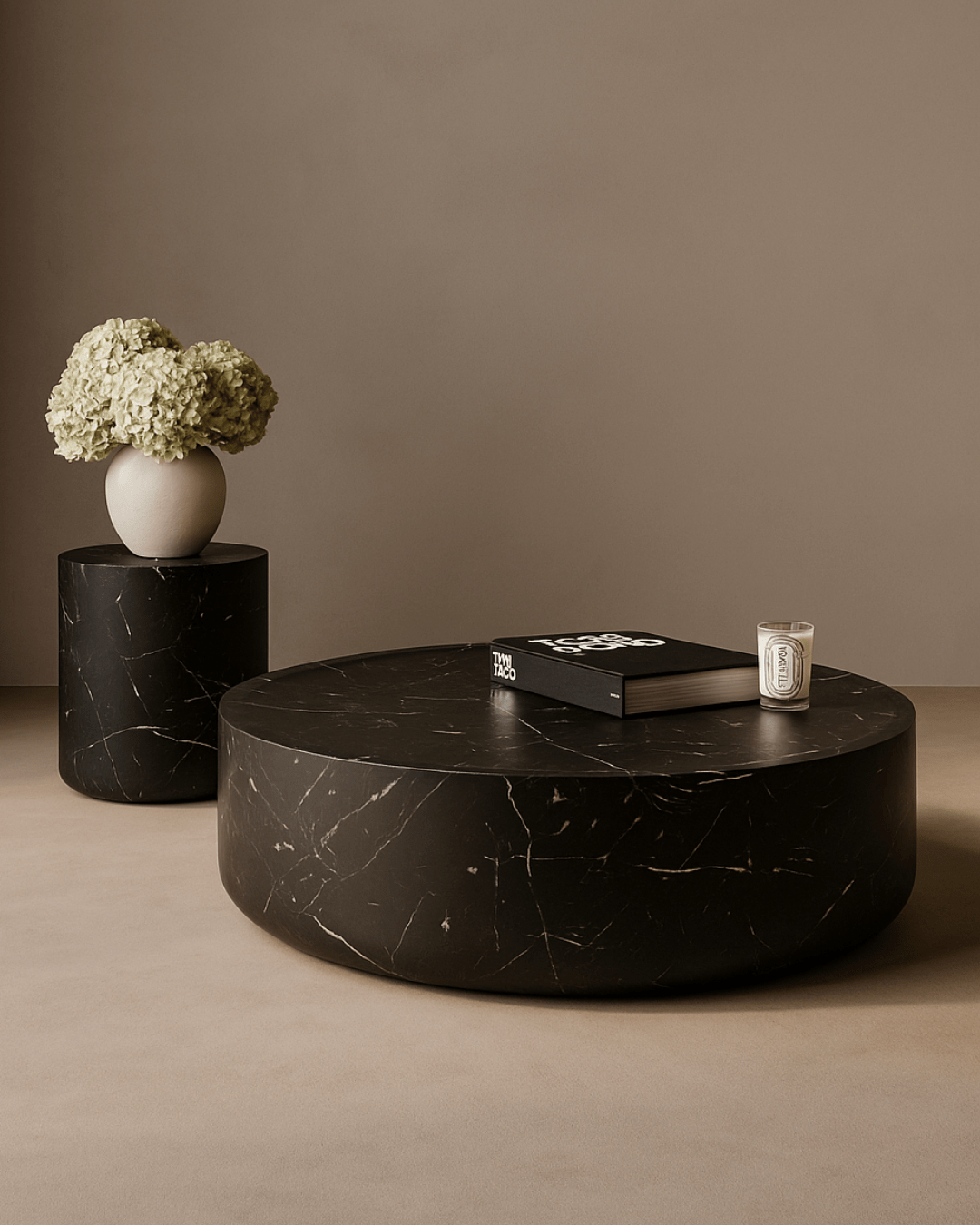 Ciladro Coffee Table - Faux Black Marble - Medium