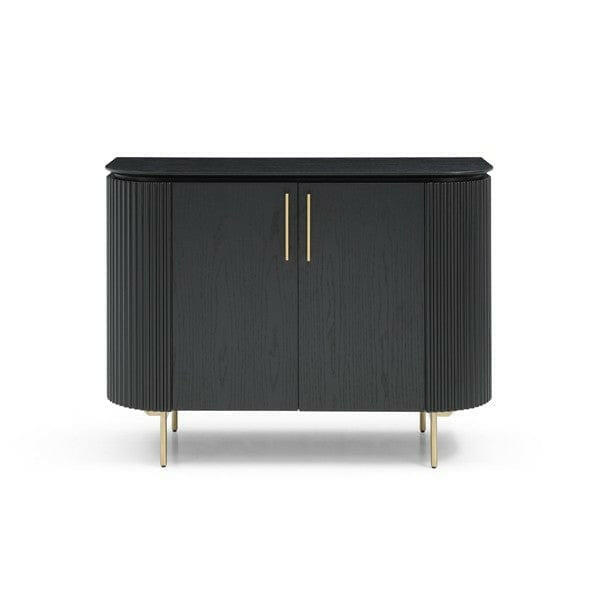 Lantine 2 Door Cabinet - Black Oak & Brass