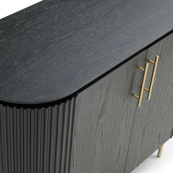 Lantine 2 Door Cabinet - Black Oak & Brass
