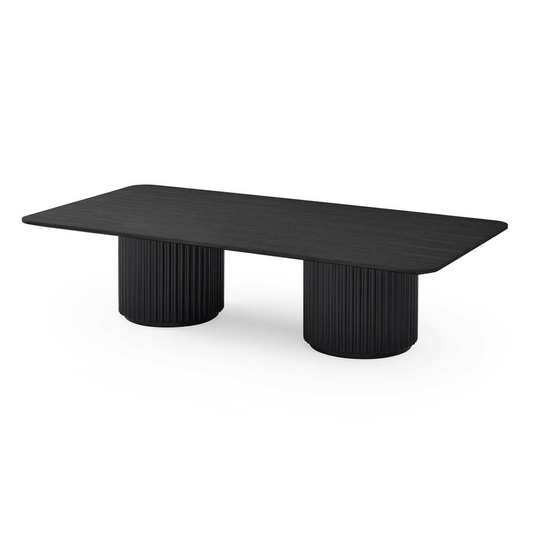 Lantine Coffee Table – Double Pedestal – Black Oak & Lacquer