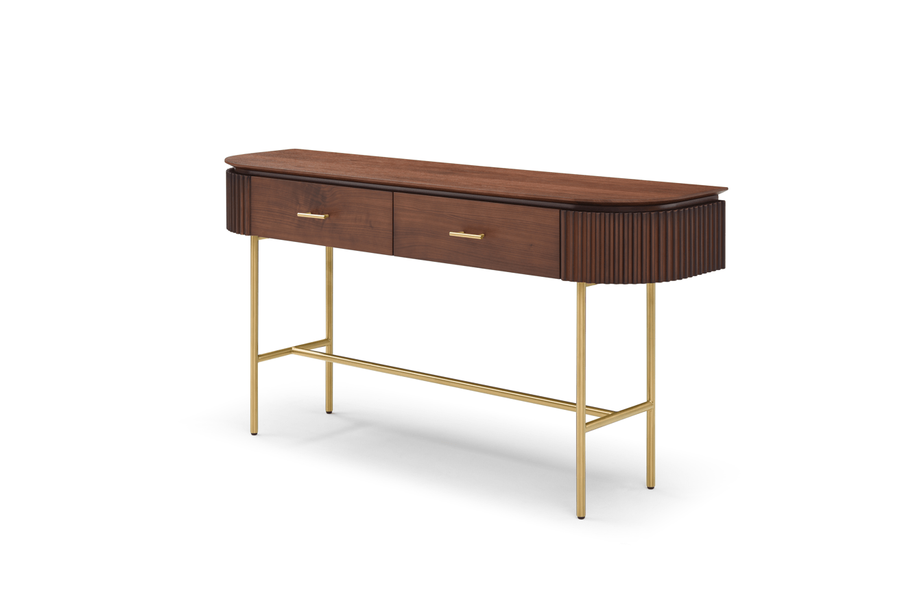 Lantine Console - Walnut & Brass