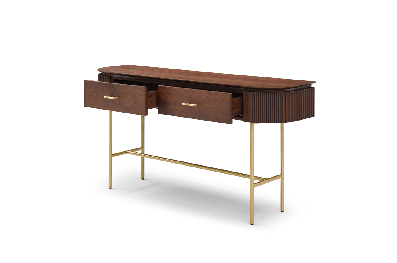 Lantine Console - Walnut & Brass