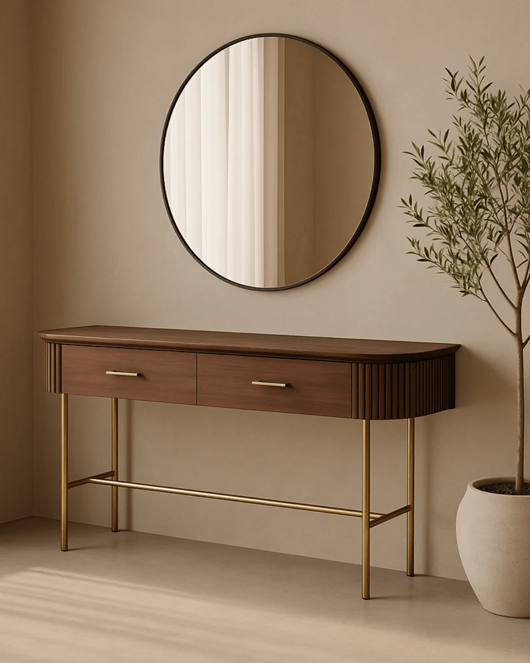 Lantine Console - Walnut & Brass