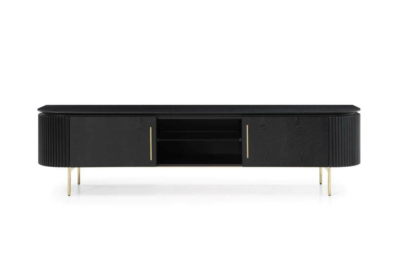 Lantine TV Unit - Black Oak & Brass