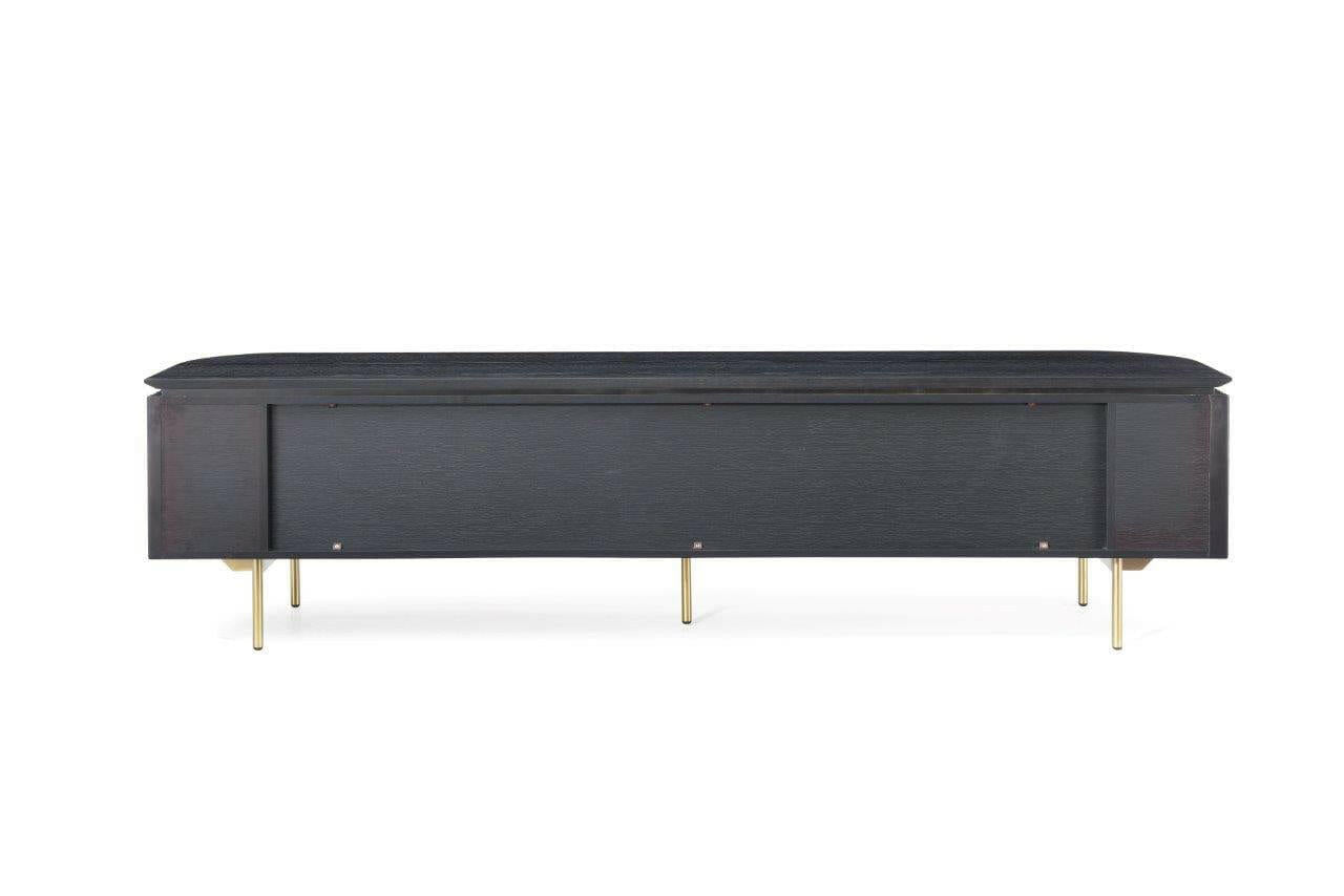 Lantine TV Unit - Black Oak & Brass