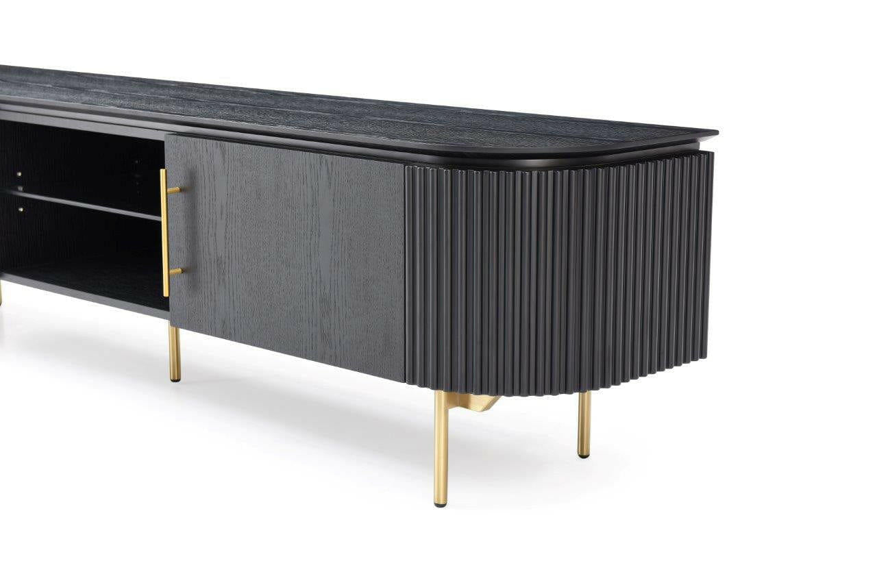 Lantine TV Unit - Black Oak & Brass