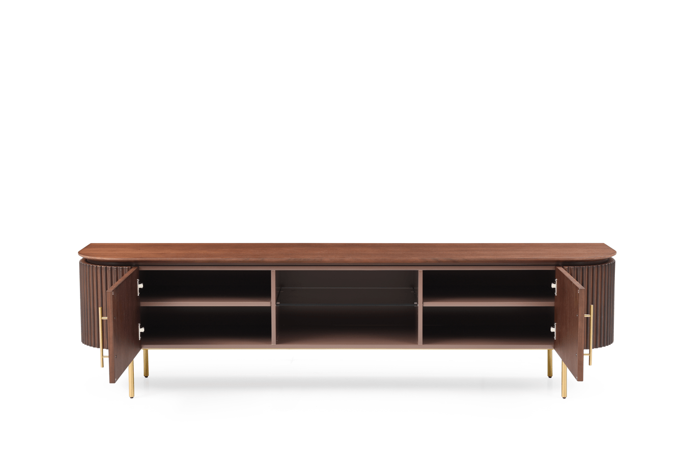 Lantine TV Unit - Walnut & Brass