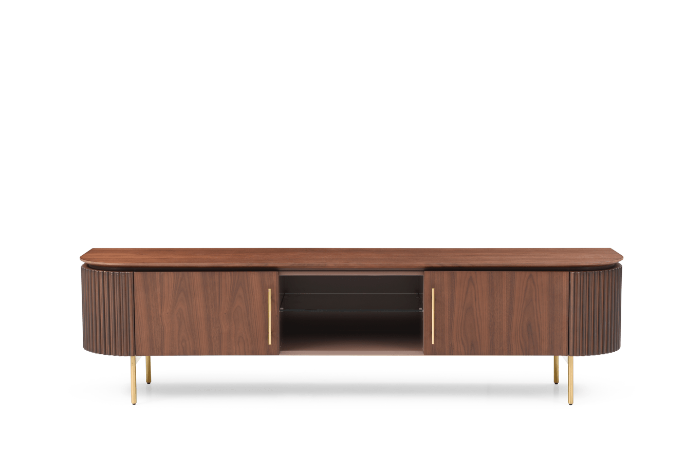 Lantine TV Unit - Walnut & Brass