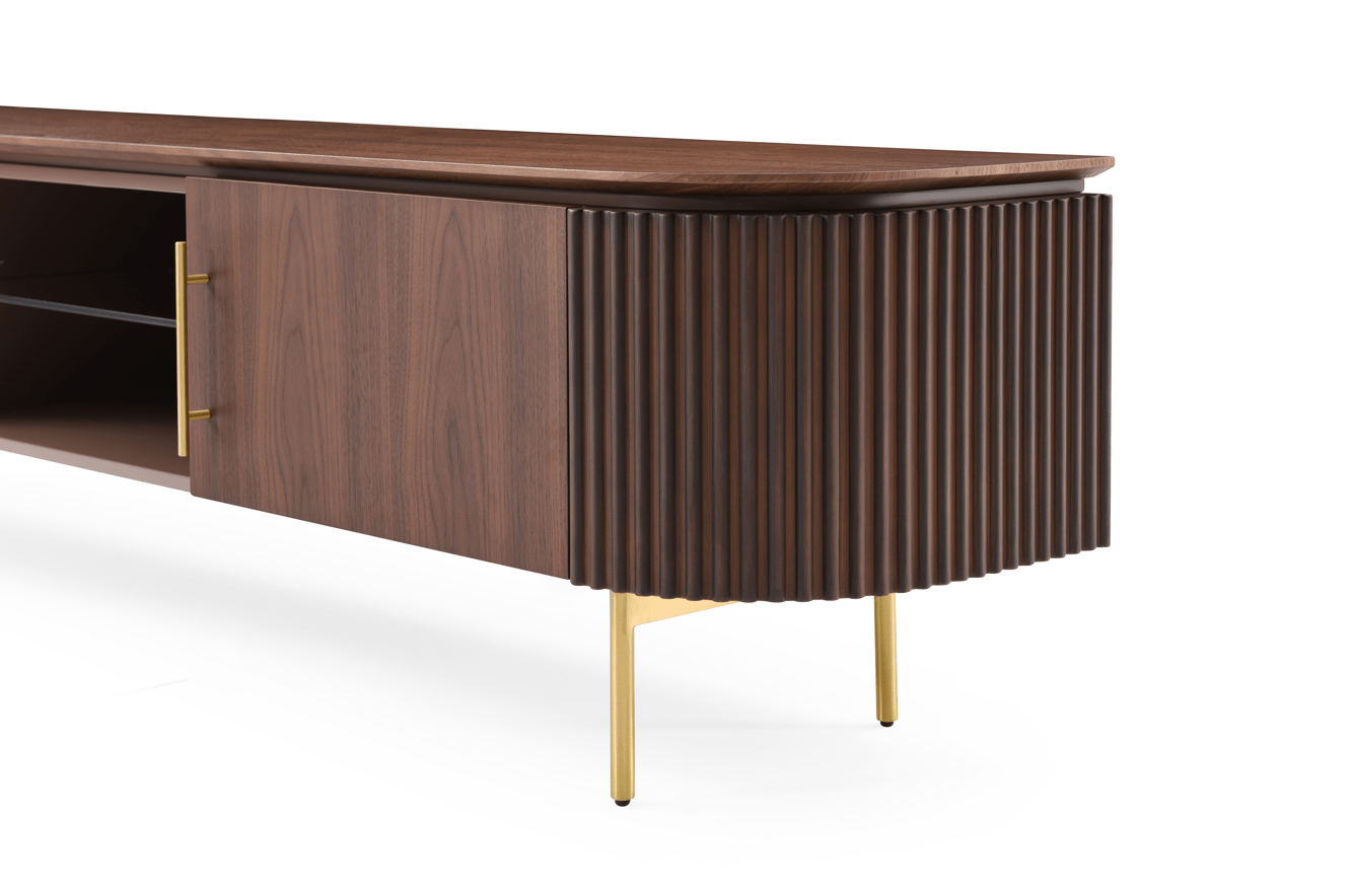 Lantine TV Unit - Walnut & Brass