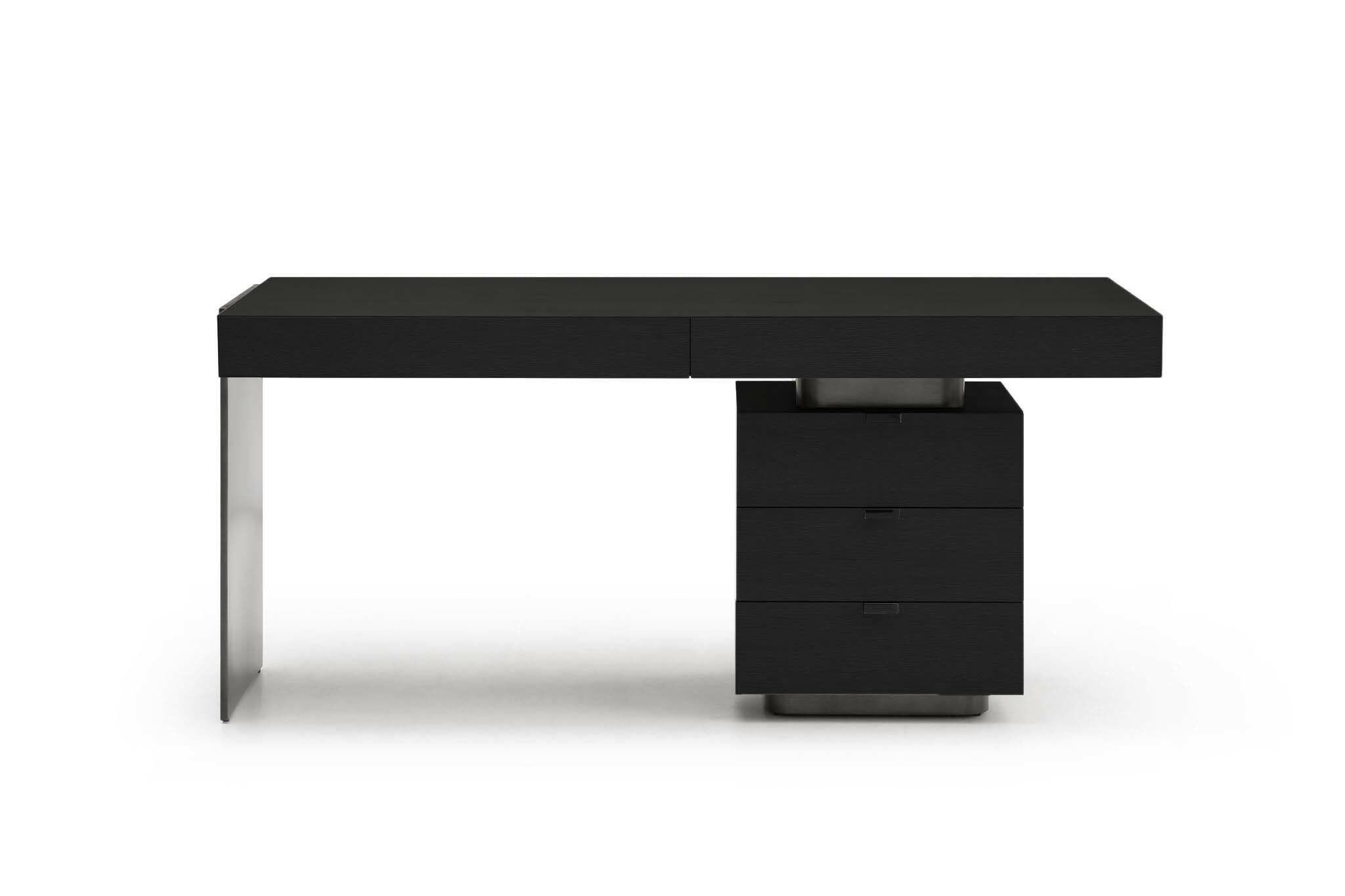 Oston Office Desk - Smoke Oak - Right Hand Drawers