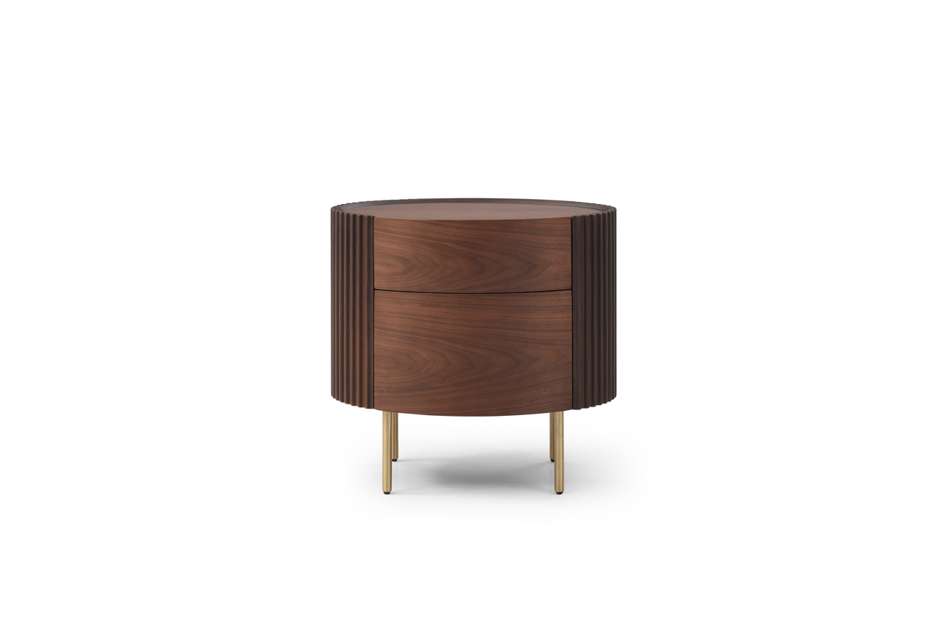 Lantine Bedside Table - Walnut & Brass