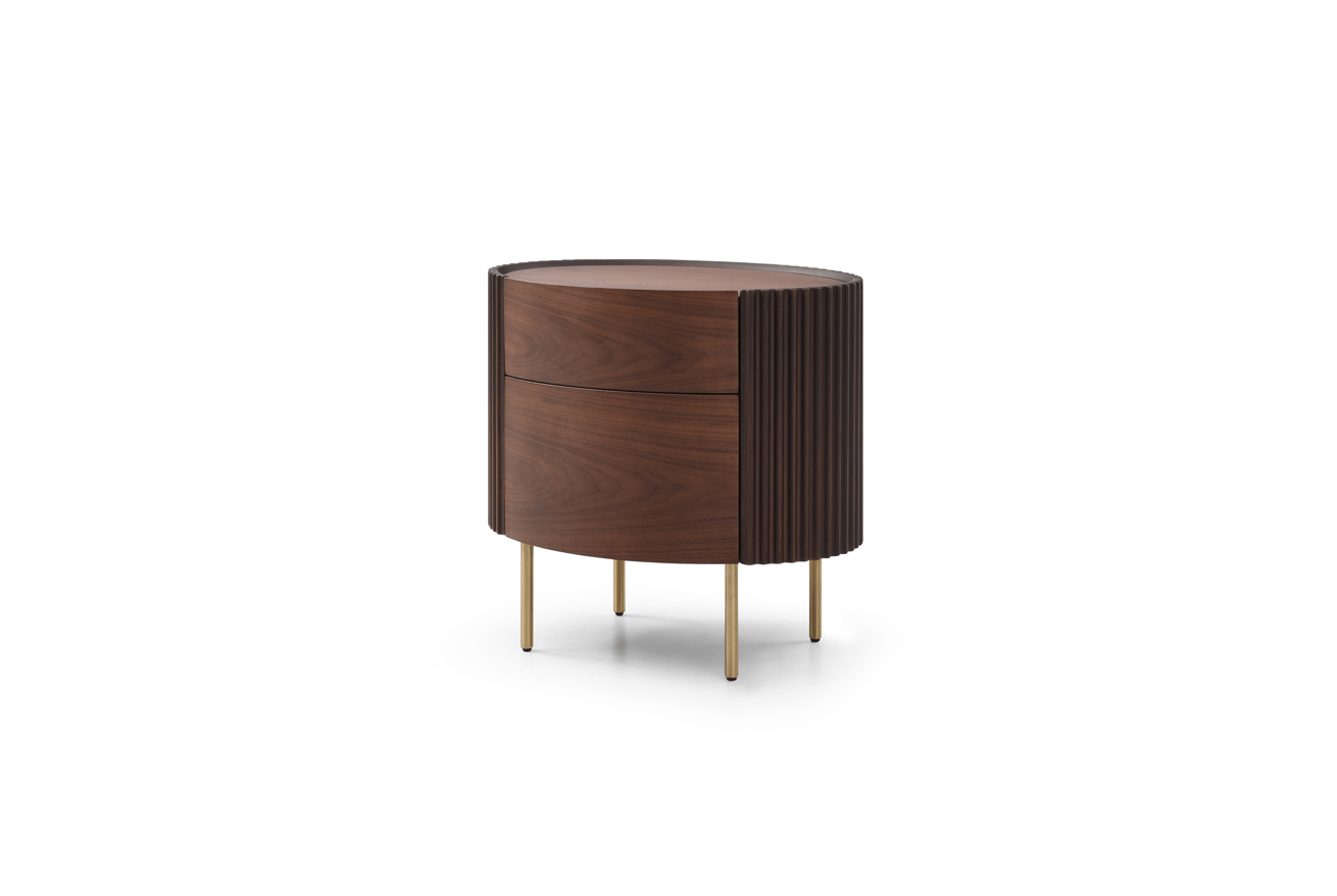 Lantine Bedside Table - Walnut & Brass