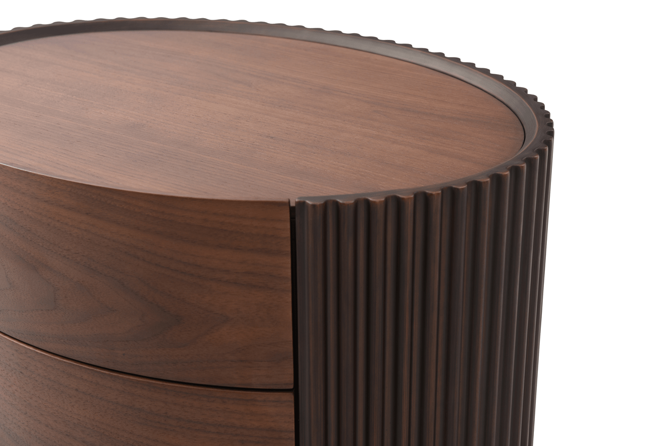Lantine Bedside Table - Walnut & Brass