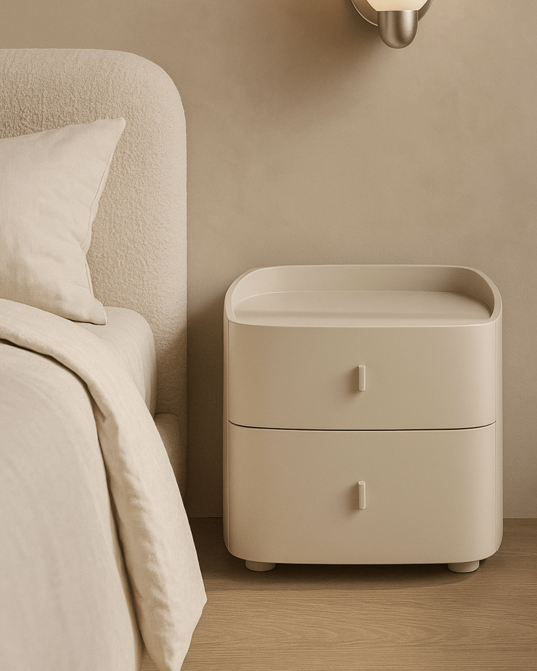 Tommy Franks - Vertu Bedside Table - Matte Beige