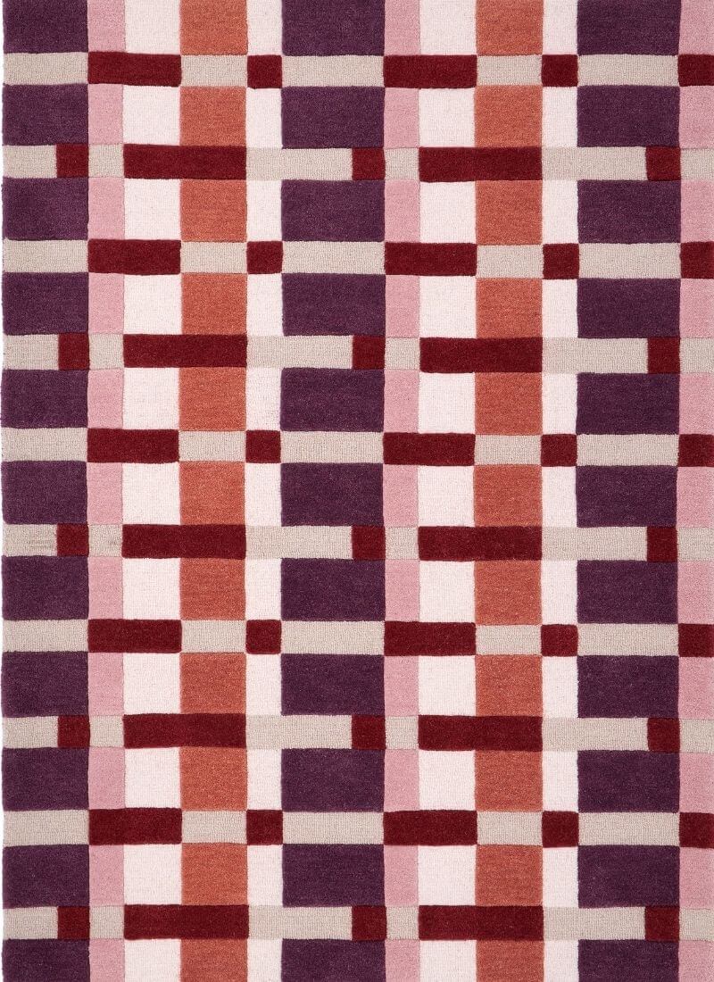 Hand-Carved Wool Geometric Rug – Multicolour