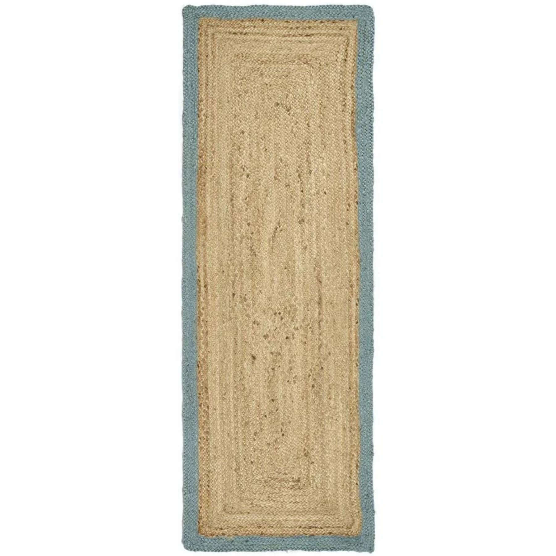 Bordered Duck Egg Blue Jute Rug