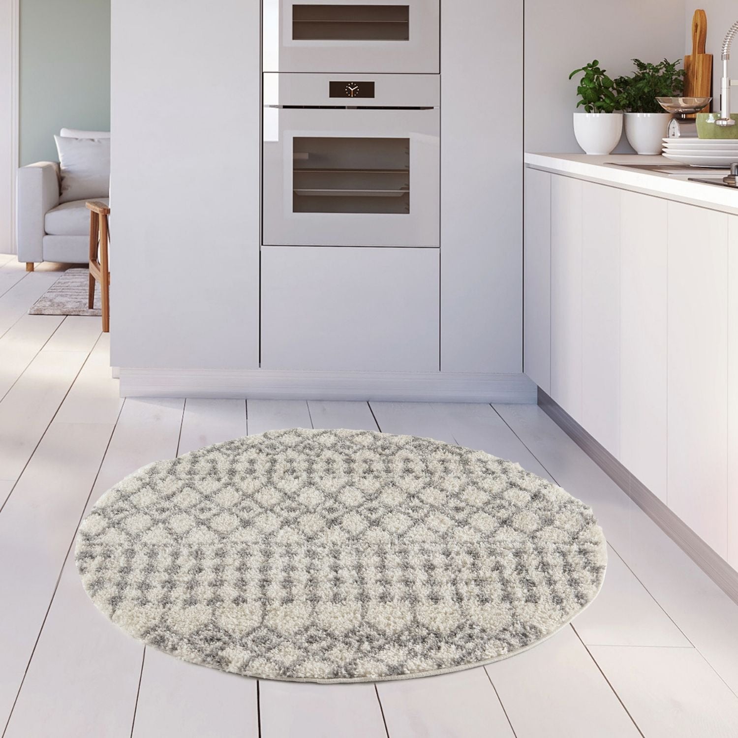 Moroccan Ivory Grey Shaggy Rug | 1000