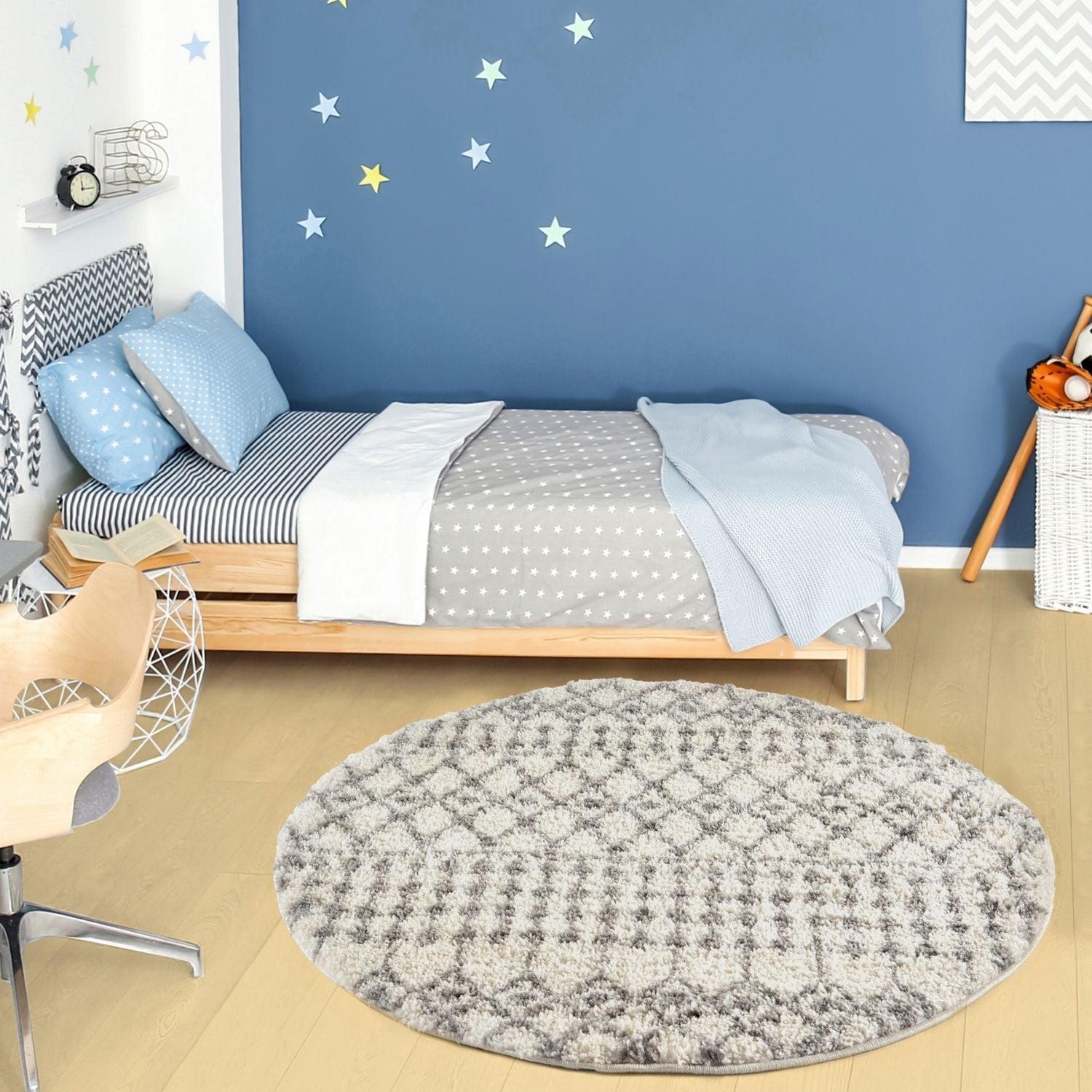 Moroccan Ivory Grey Shaggy Rug | 1000