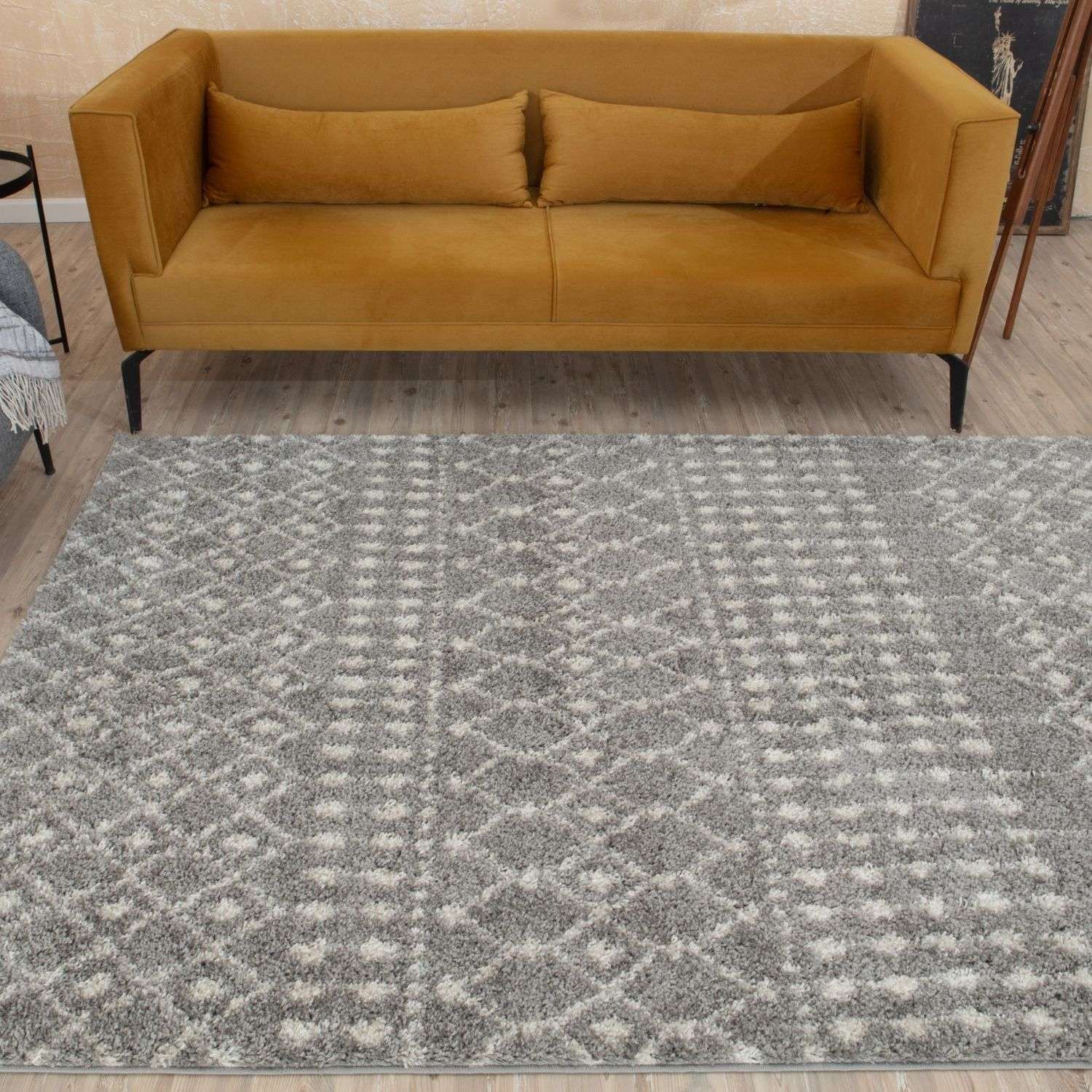 Moroccan Grey Shaggy Rug | 1010