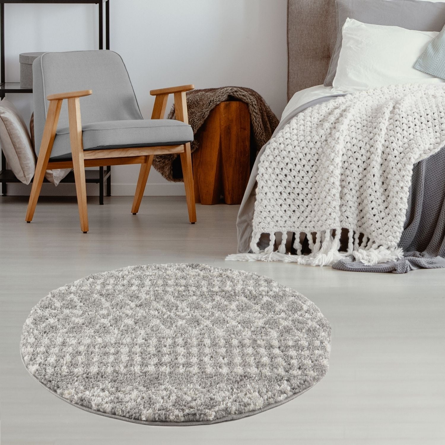 Moroccan Grey Shaggy Rug | 1010