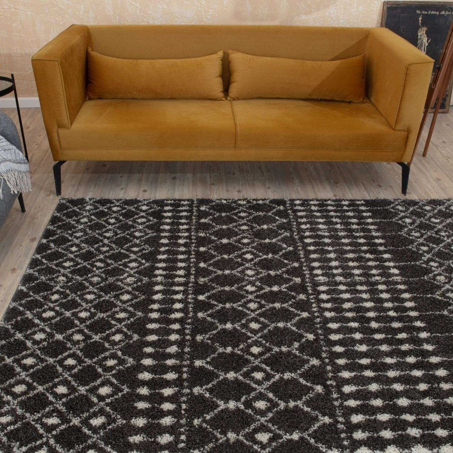 Moroccan Dark Grey  Shaggy Rug | 1040