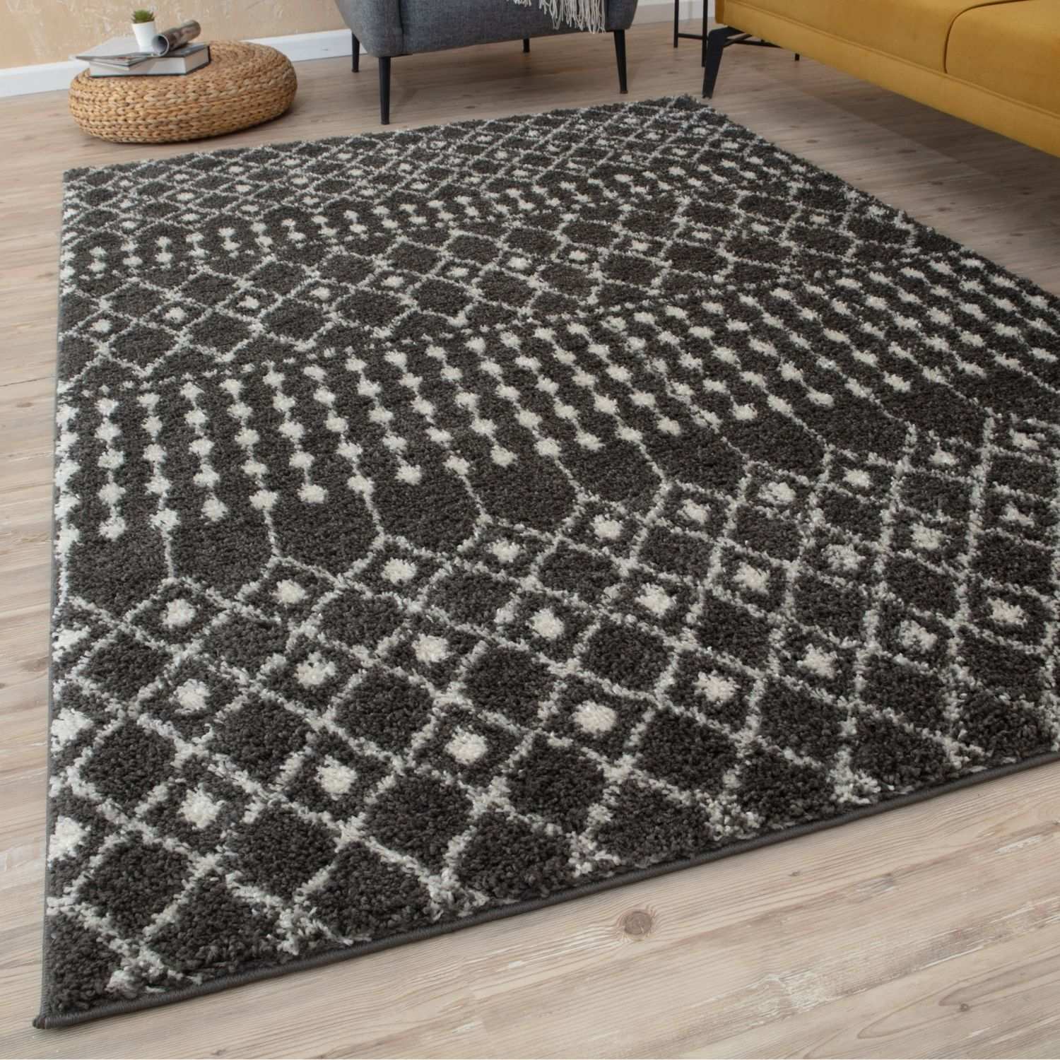 Moroccan Dark Grey  Shaggy Rug | 1040