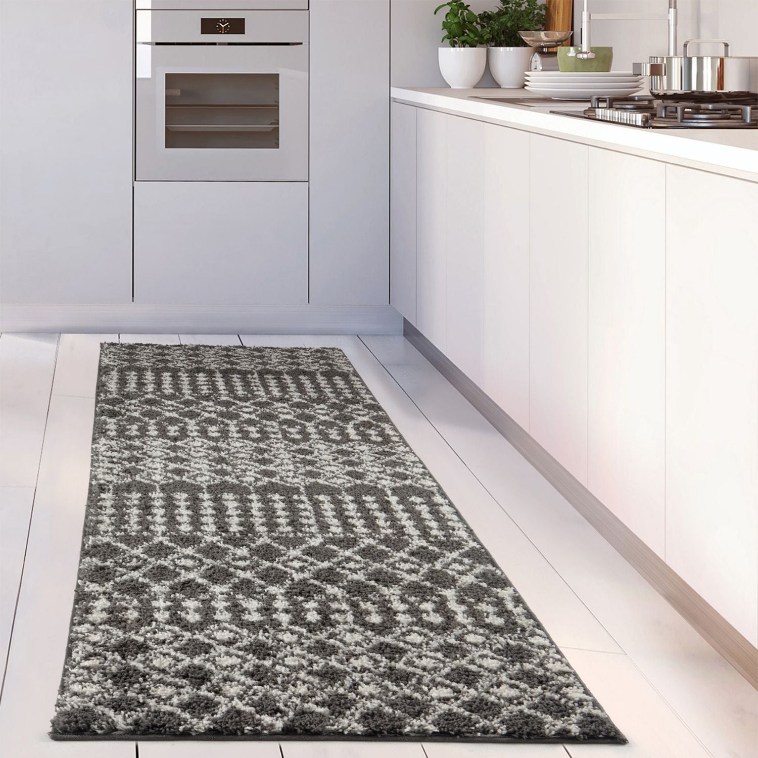 Moroccan Dark Grey  Shaggy Rug | 1040