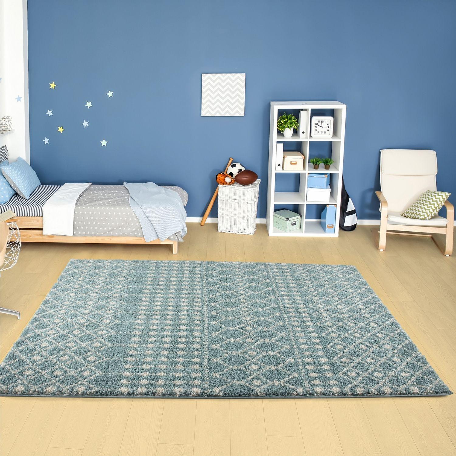 Moroccan Duck Egg Blue Shaggy Rug | 1050
