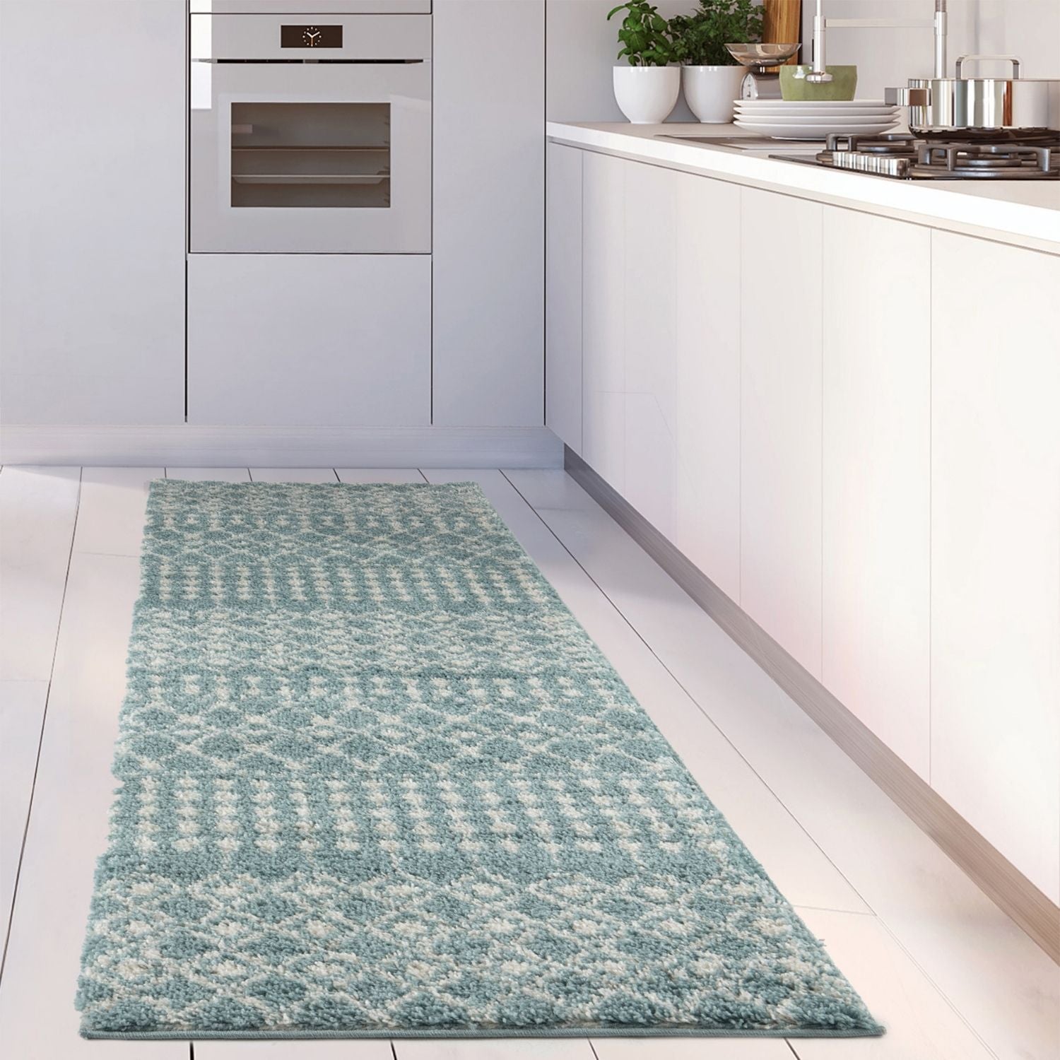 Moroccan Duck Egg Blue Shaggy Rug | 1050