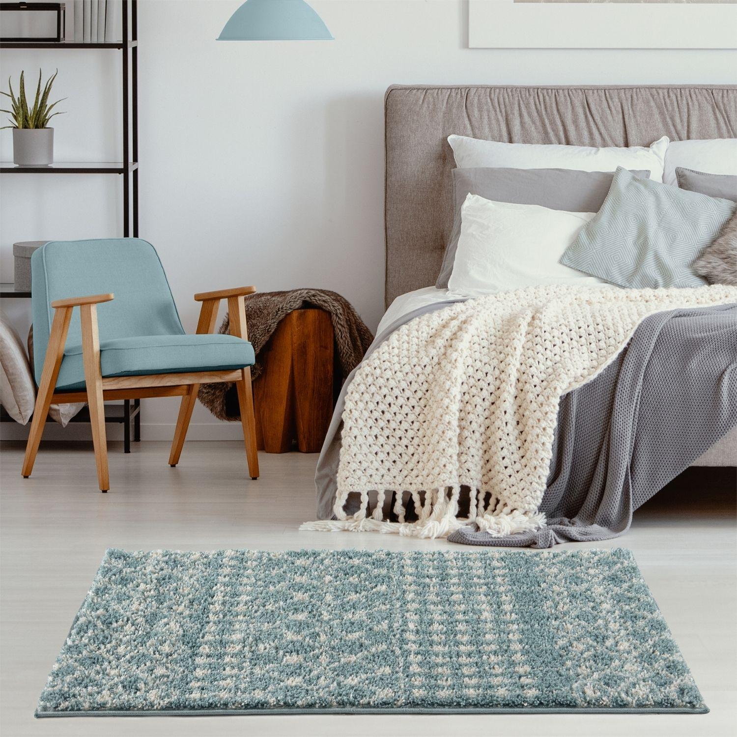 Moroccan Duck Egg Blue Shaggy Rug | 1050