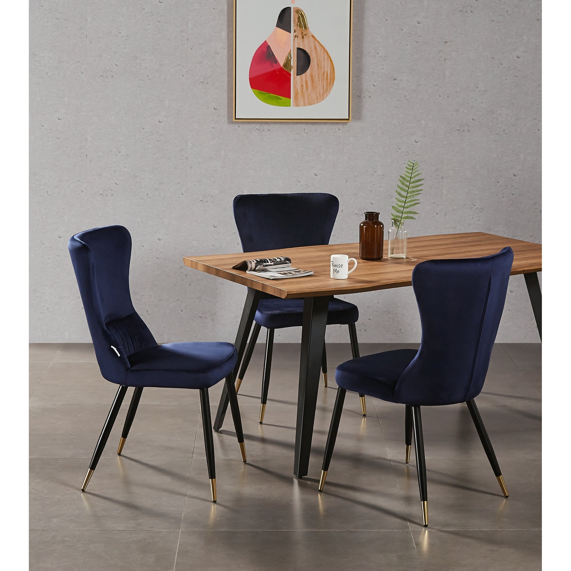 New York LUX Velvet Dining Chair with Metal Legs - Scandinavian Inspired