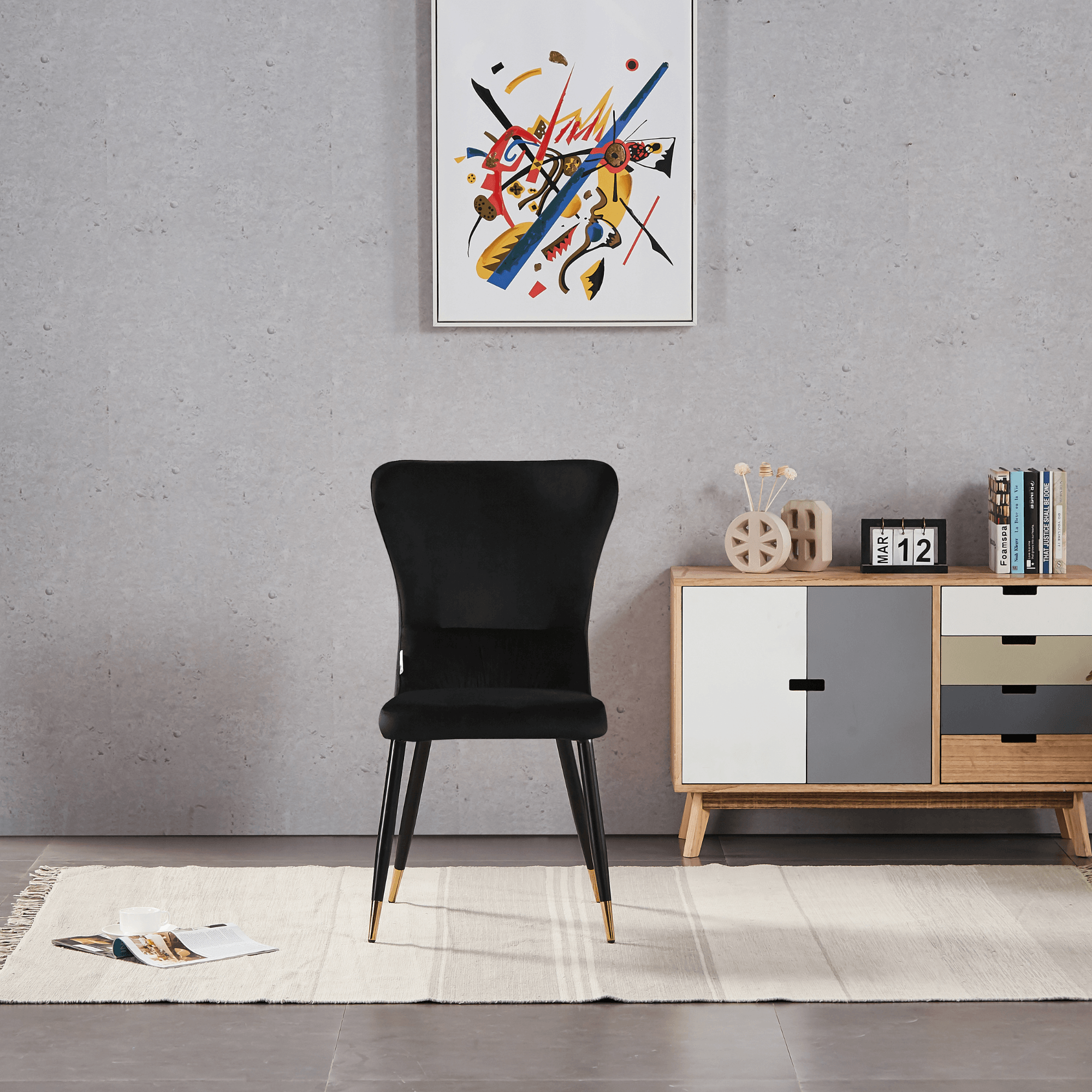 New York LUX Velvet Dining Chair with Metal Legs - Scandinavian Inspired