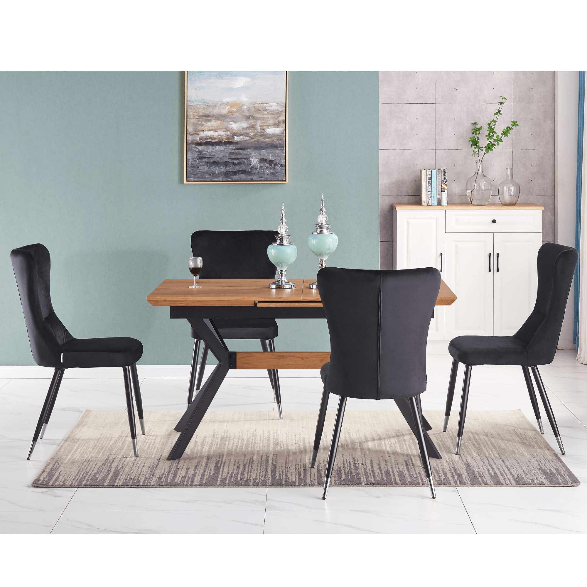 New York LUX Velvet Dining Chair with Metal Legs - Scandinavian Inspired