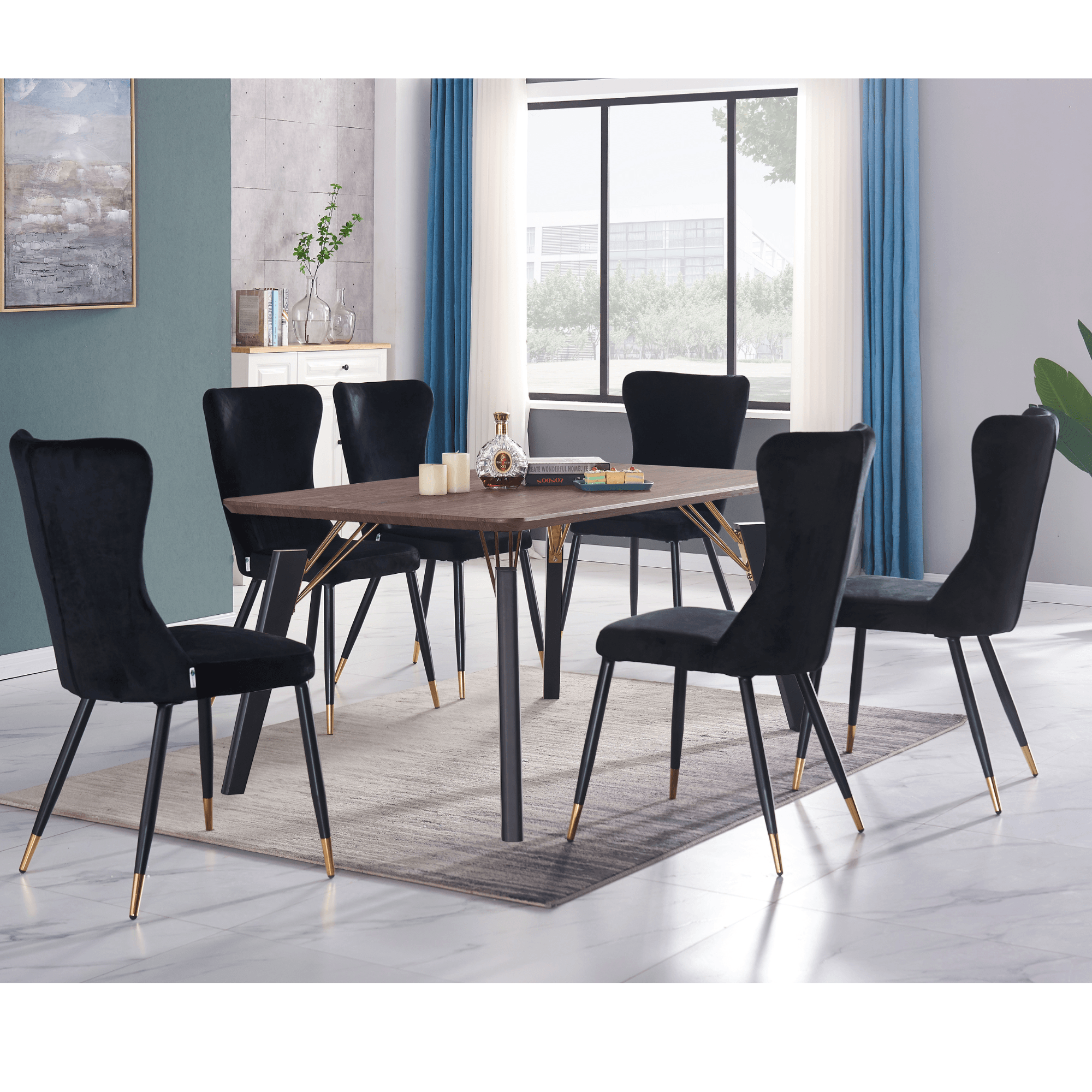 New York LUX Velvet Dining Chair with Metal Legs - Scandinavian Inspired