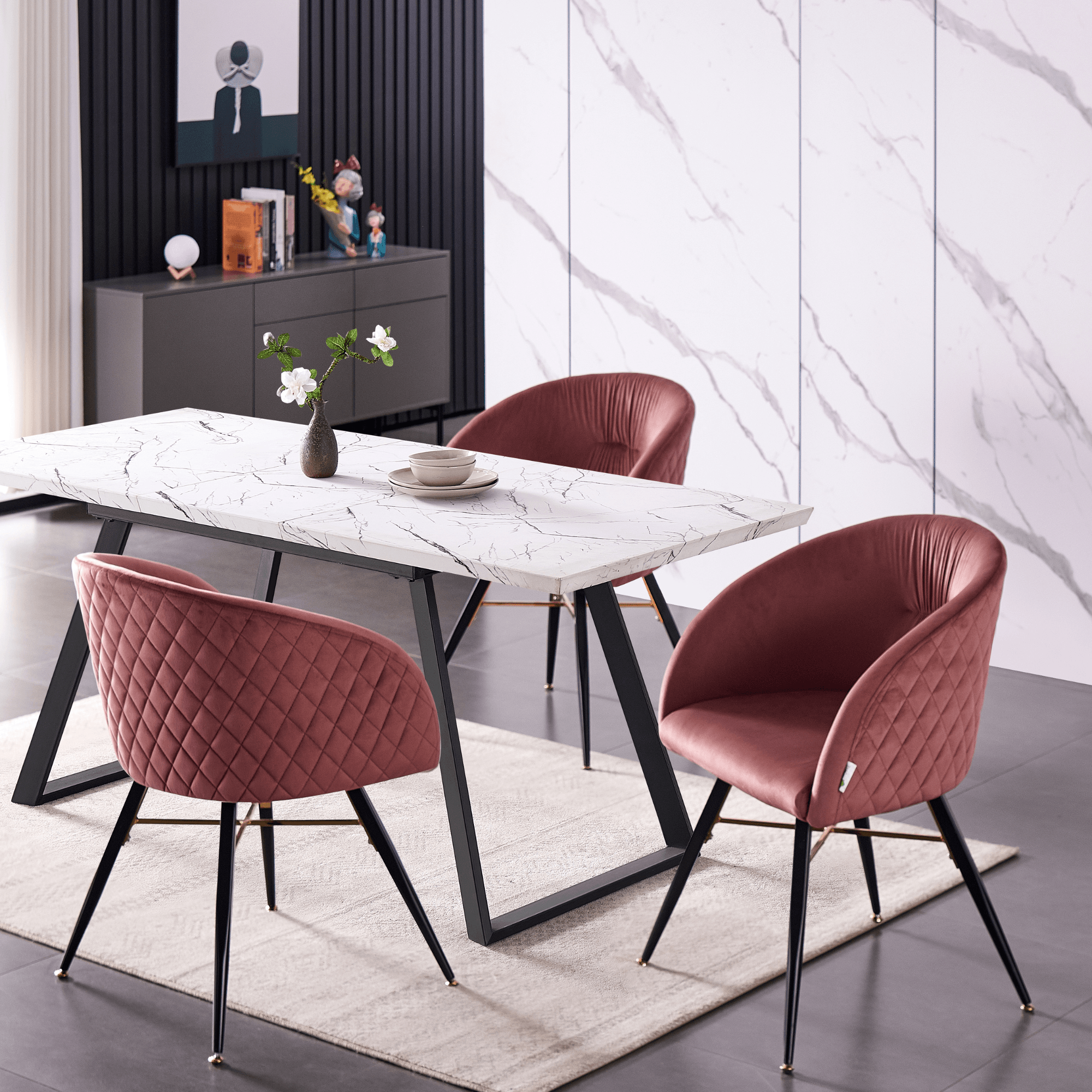 Vittorio LUX Velvet Dining Chair with Metal Legs - Perfect for Dining Room Living Room